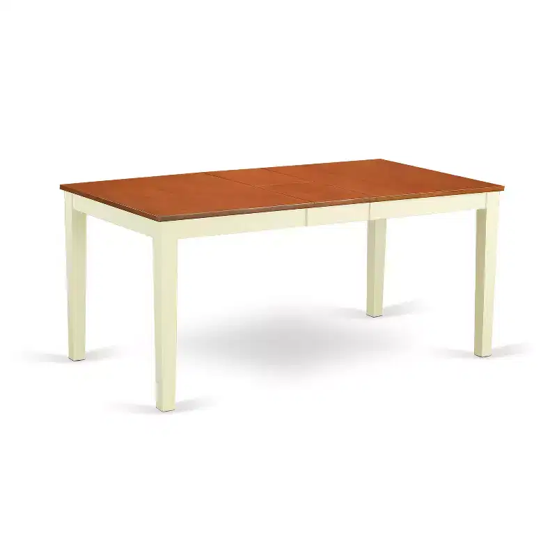 HomeStock 6-Piece Rectangle Buttermilk & Cherry Finish Solid Wood Top Dining Table with 1 Bench, 4 Chairs with Cross Back