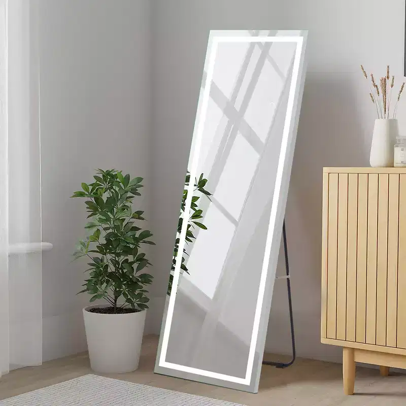 Dovelina LED Rectangle Full Body Mirror Floor Mirror Freestanding Mirror - 63x16,Silver
