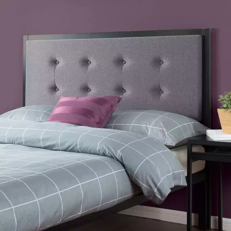 Barbara Upholstered Button Tufted Metal Headboard - Zinus