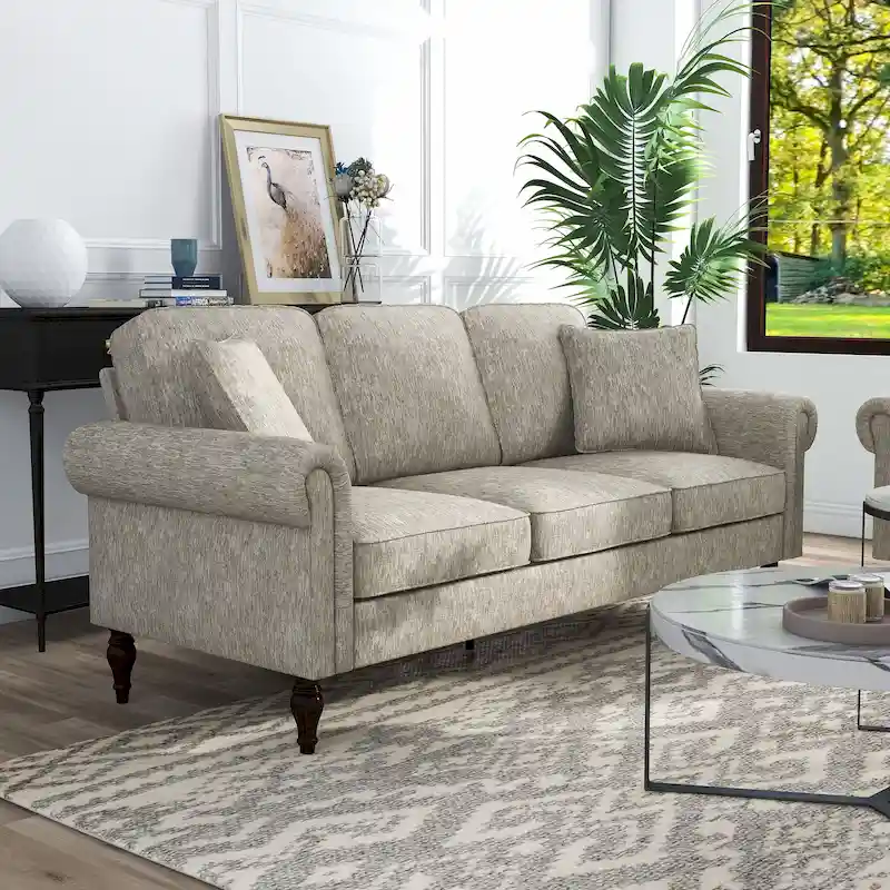 Igny Traditional Chenille Rolled Arms 2-Piece Living Room Set by Furniture of America