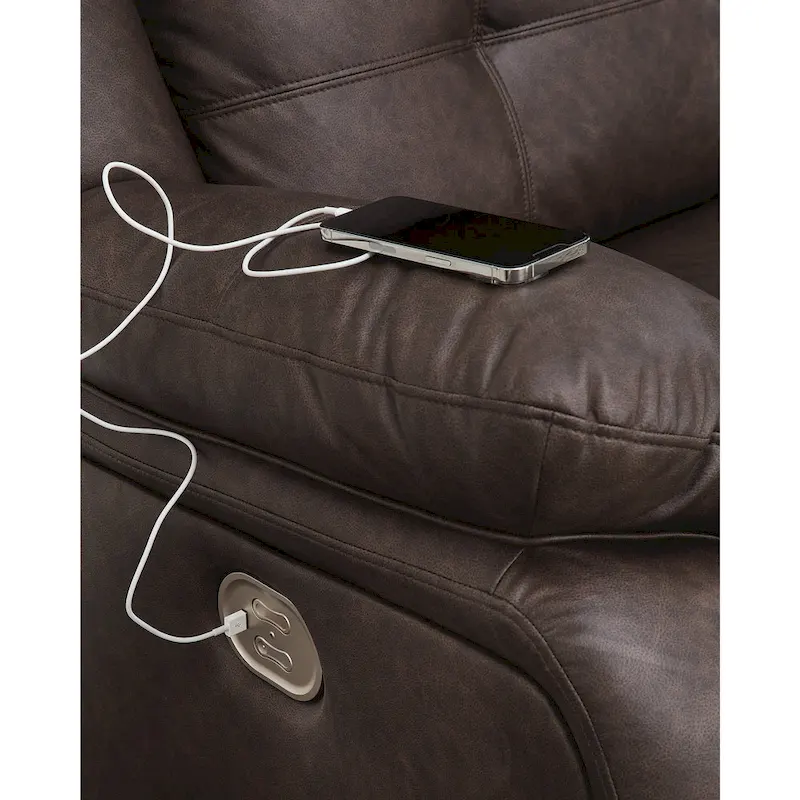 Signature Design by Ashley Punch Up Dark Brown 2-Piece Power Reclining Sectional Loveseat - 80W x 39D x 41H