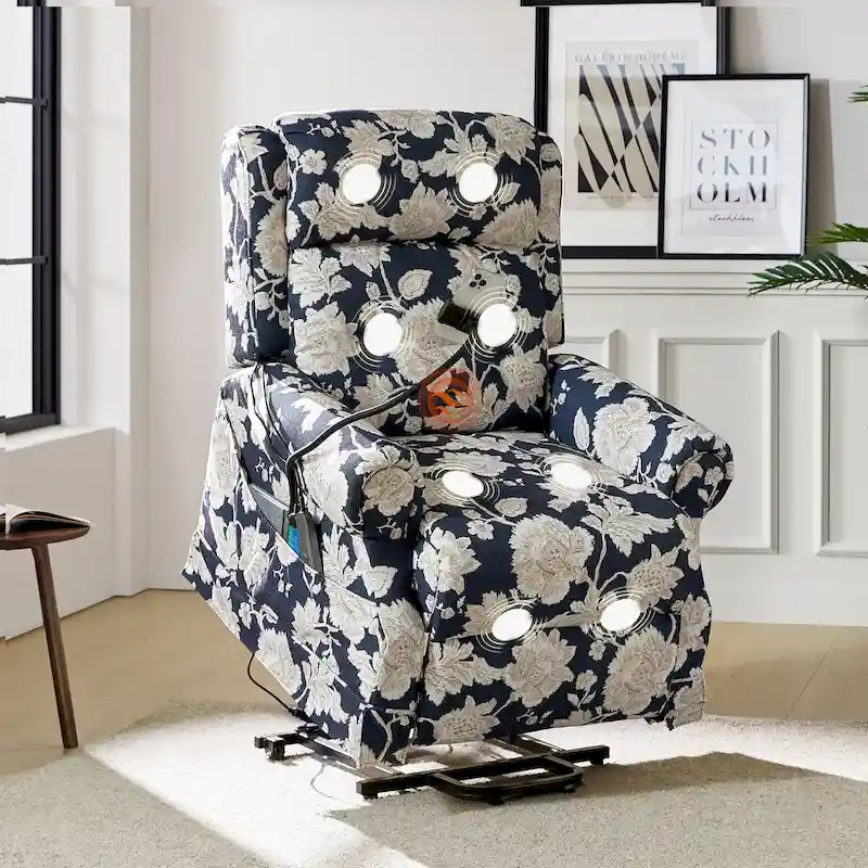 Billy Traditional Lift Assist Power Recliner With Massage Heat And Manual Headrest by HULALA HOME