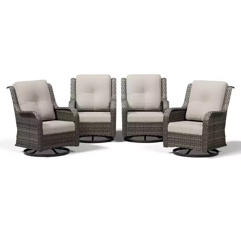UPTIOT Outdoor 4-Piece Swivel Rocker Chair Set