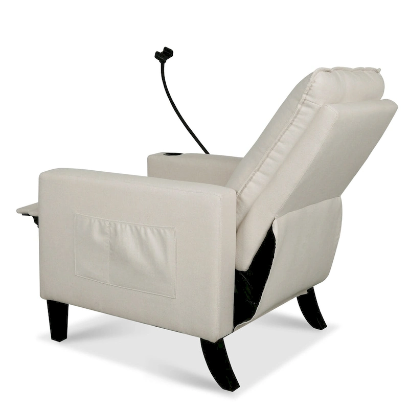Modern Fabric Manual Recliner with Phone Holder, Cup Holder, Footrest