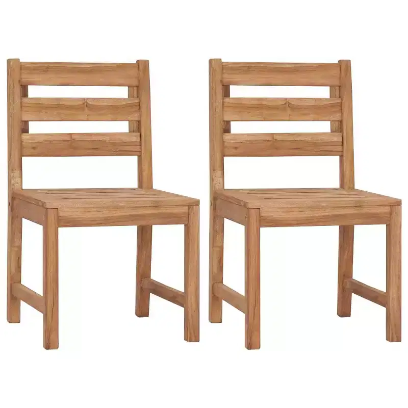 vidaXL 2-Piece Patio Chairs in Solid Teak Wood - Outdoor Furniture for Garden, Patio, or Deck with Comfortable Backrest and Refined Look