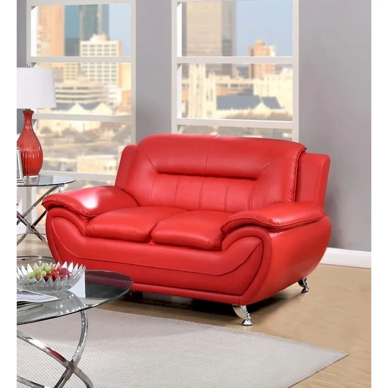 Sanuel 61.3 Faux Leather Pillow Top Arm Loveseat - N/A