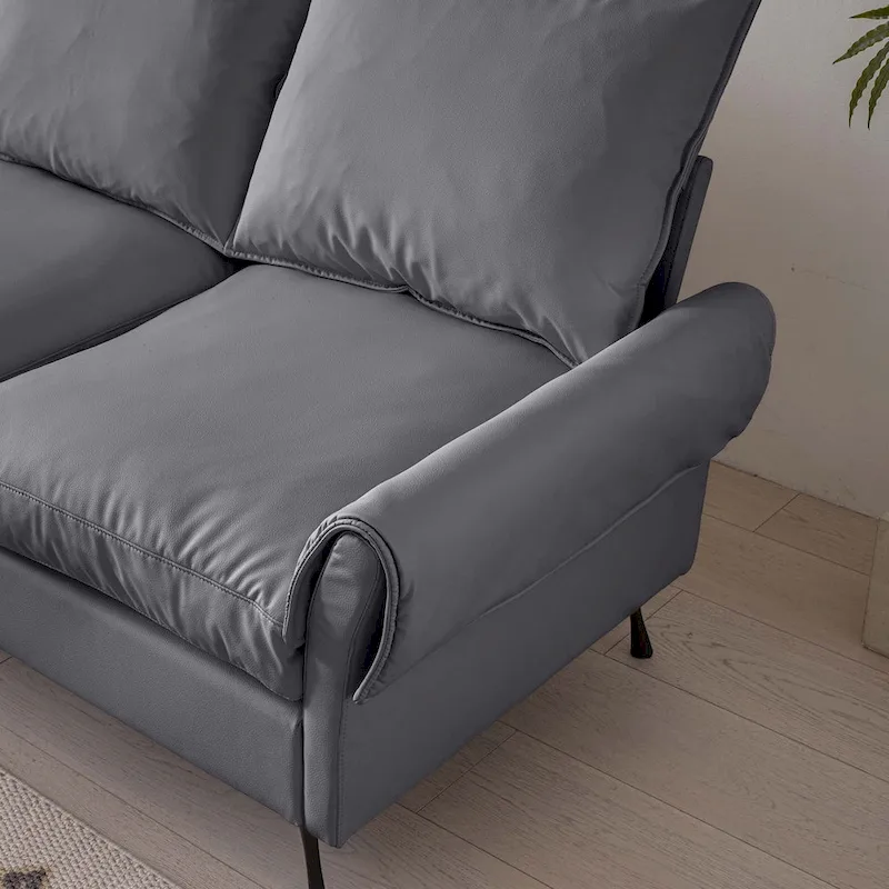 104.5Modern Technical leather L-Shaped Sofa with Ottoman