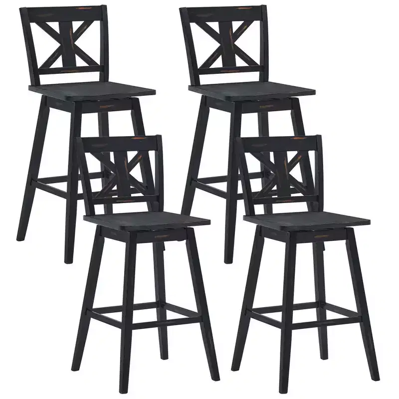 4PCS Swivel Bar Stools 29'' Counter Height Chairs w/ Footrest