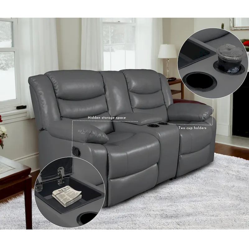 Manual Reclining 3-Piece Living Room Sofa Set - Sofa with Dropdown Table, Loveseat with Console, and Recliner