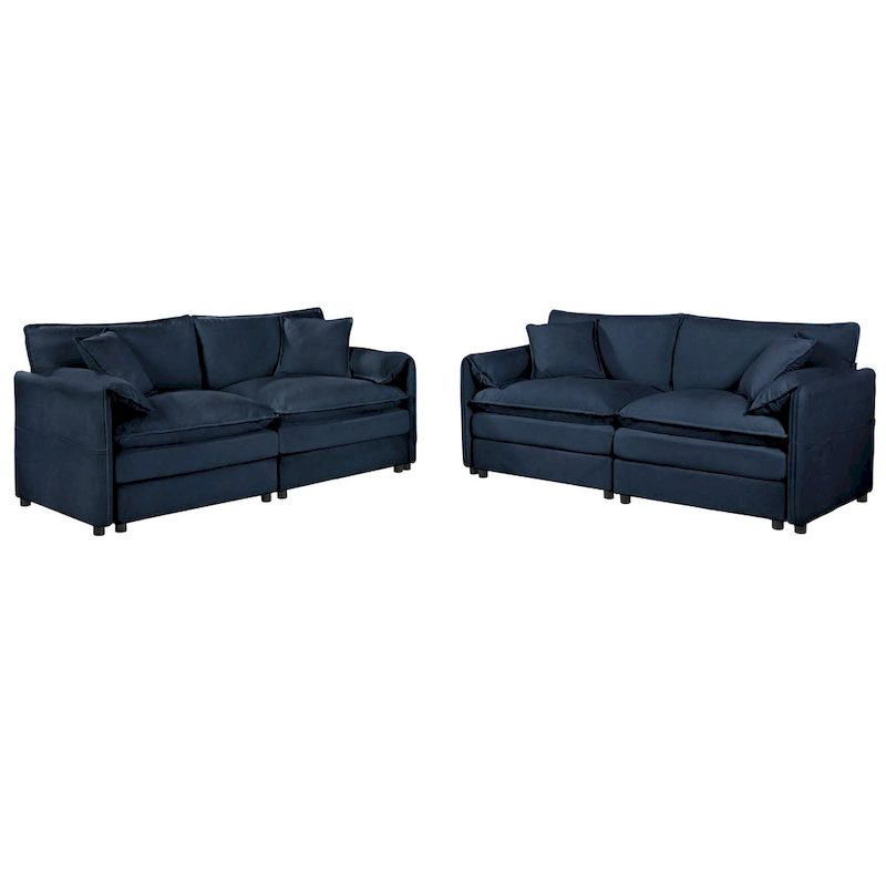 2-Piece 75.59 Chenille Cloud Loveseat Sofa Set with Deep Seat and 4 Pillows