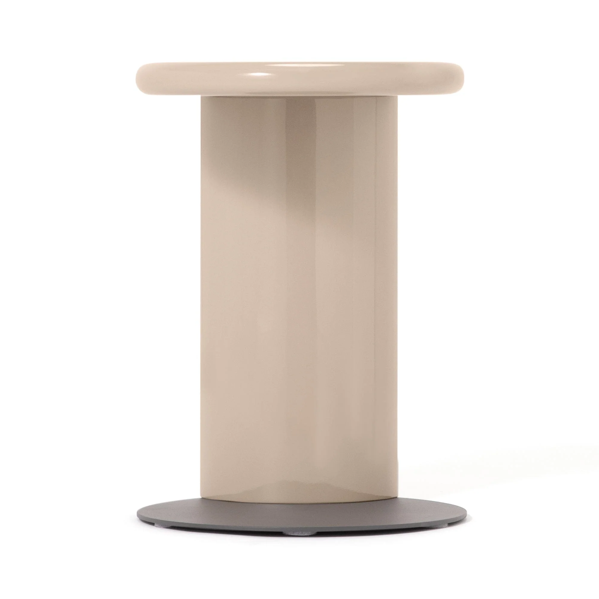 Beige Faceted Square Side Table