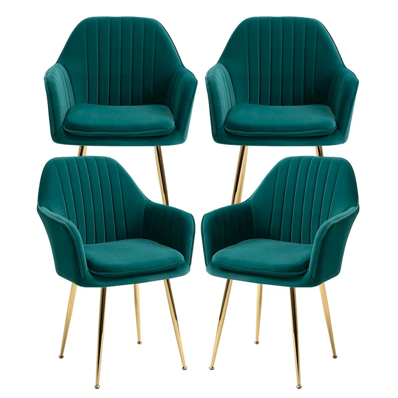 AVAWING Upholstered Velvet Dining Chairs Accent Arm Chairs Set of 4