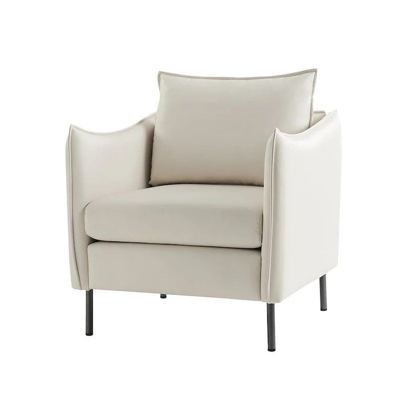 Christopher Modern Anti-scratch Fabric Armchair with Black Metal Legs by HULALA HOME