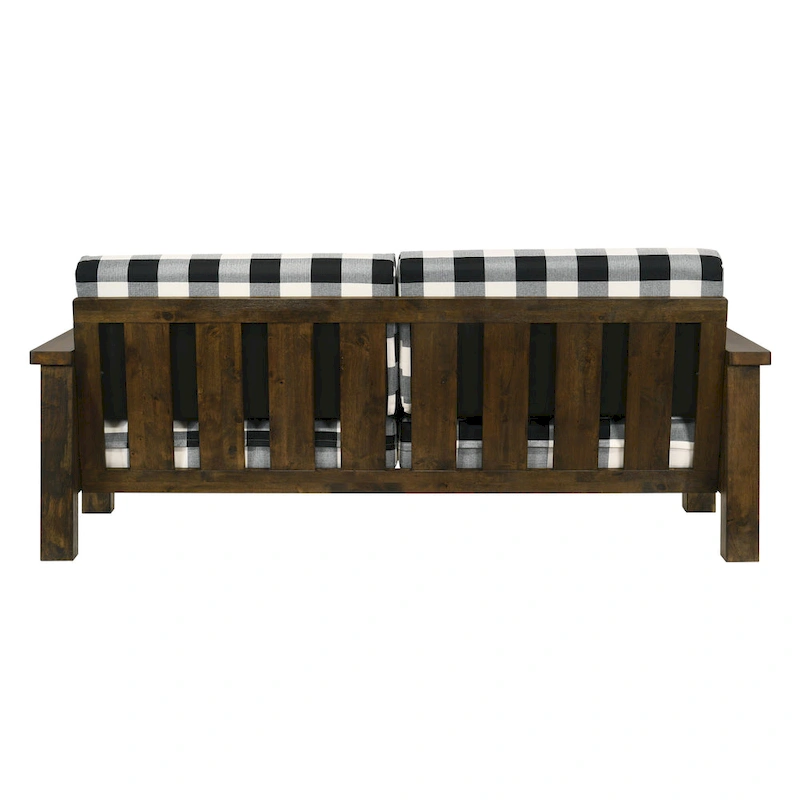 Jimo Rustic Oak and Linen Fabric 2-Piece Sofa Set by Furniture of America