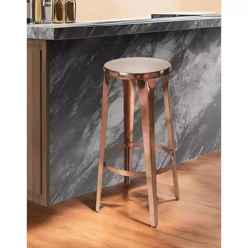 HomeRoots 30 Copper Iron Backless Bar Height Bar Chair
