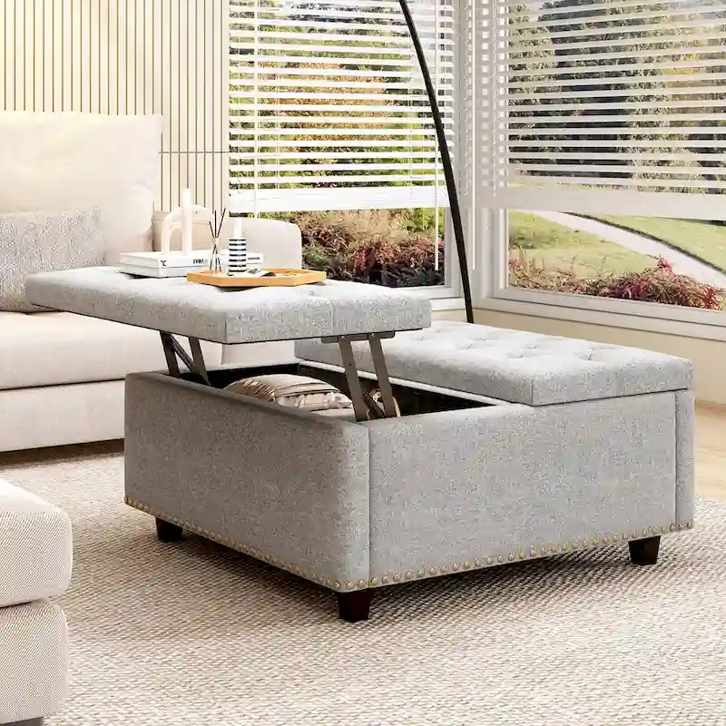 Square Storage Bench with Two Storage Doors