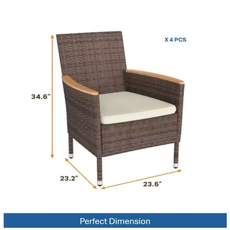 4-Piece All-Weather Rattan Patio Dining Chair