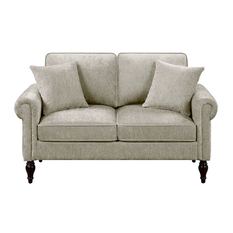 Igny Traditional Chenille Rolled Arms 2-Piece Living Room Set by Furniture of America