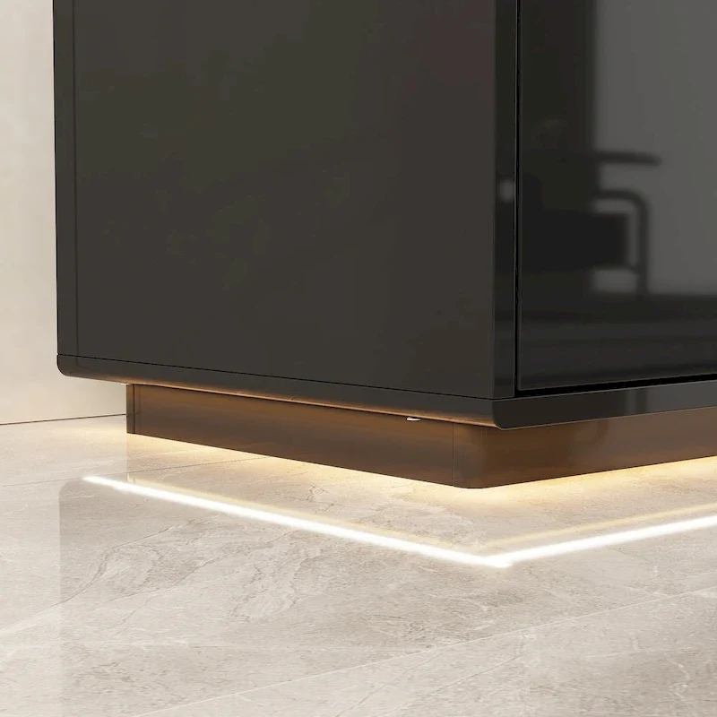 Illuminated White High Gloss Television Entertainment Center Console