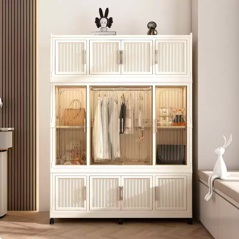 Clihome Portable Wardrobe Closet Organizer for Clothes,Clothes Dresser,Baby Wardrobe Storage Cabinet