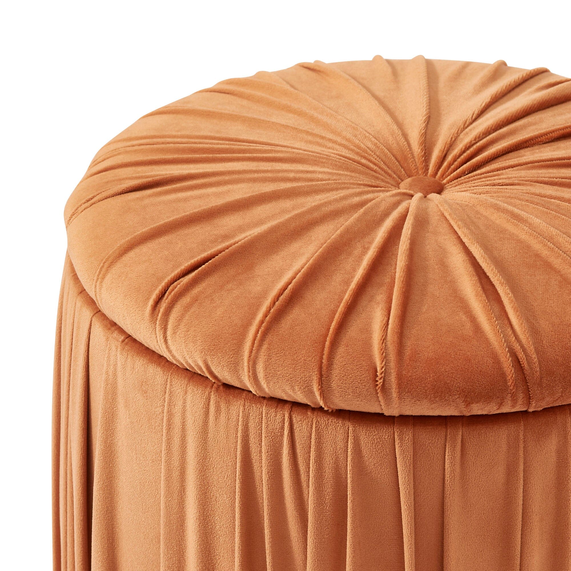 Orange Pleated Texture Accent Stool