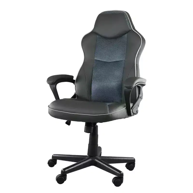 High Back Faux Leather Adjustable Office Chair, Charcoal Grey