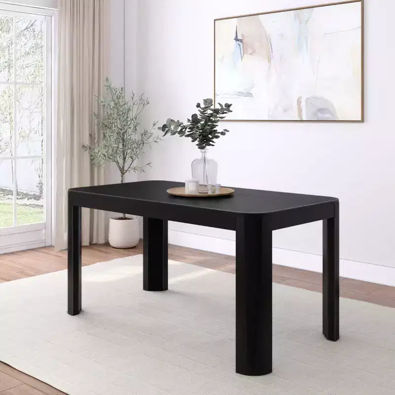 Plank+Beam Contour Dining Table, 60 Solid Wood Kitchen Table, Modern Round Table For 4, Wooden Rectangular Kitchen & Dining Table for Home