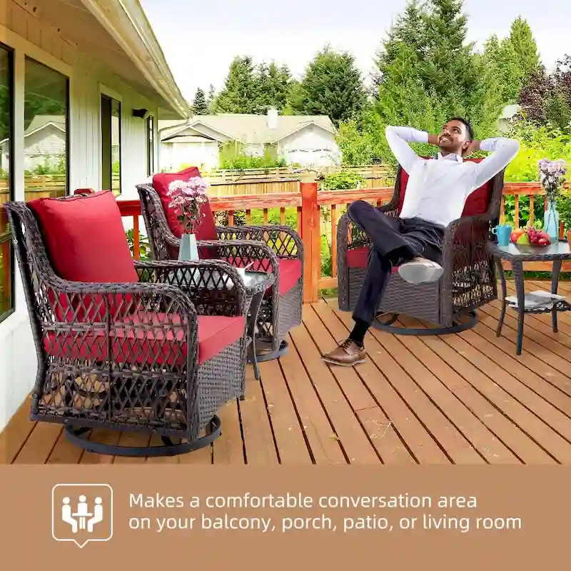 3 Pieces Rocking Wicker Bistro Set