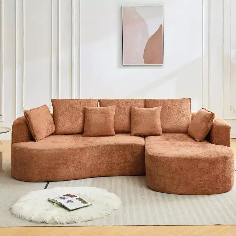 GustoWave 106 Modern Curved Sectional Cloud Sofa with Chaise Lounge, Modular Chenille Fabric Sleeper Couch, No Assembly Required