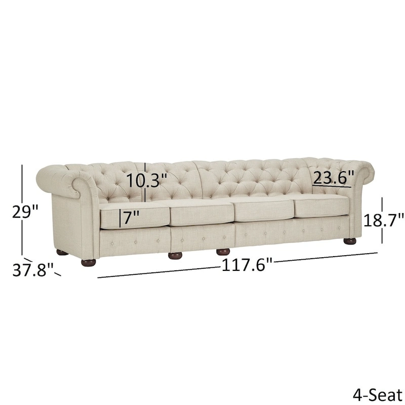 Knightsbridge Beige Linen Tufted Chesterfield Modular Sofa by iNSPIRE Q Artisan