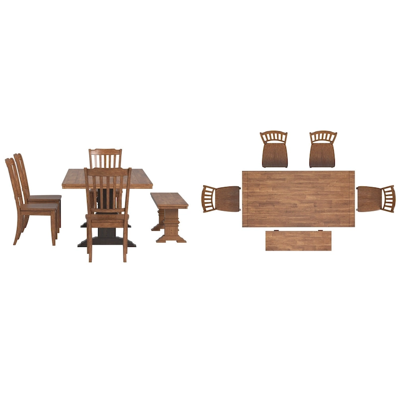 Ronda 78 Rectangular Solid Wood Top Dining Set with Spindle Back Chairs