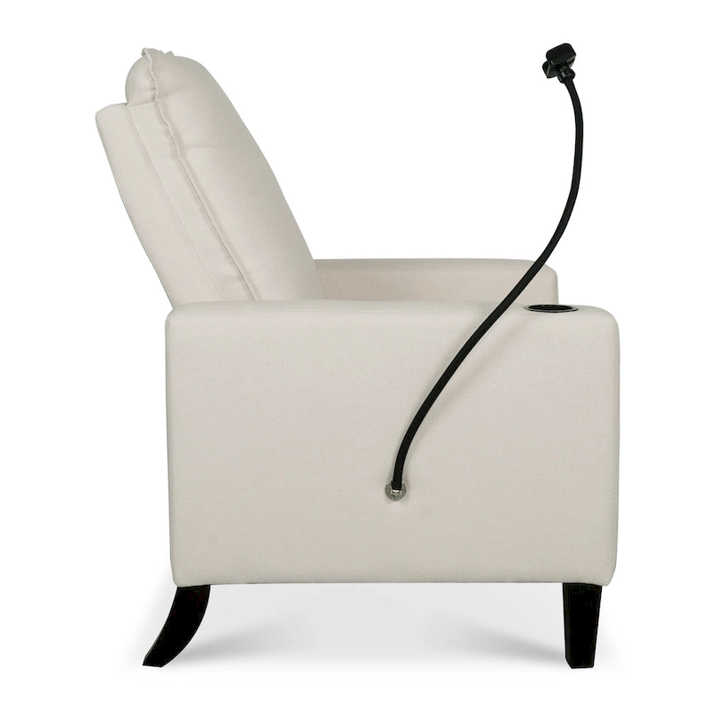 Modern Fabric Manual Recliner with Phone Holder, Cup Holder, Footrest