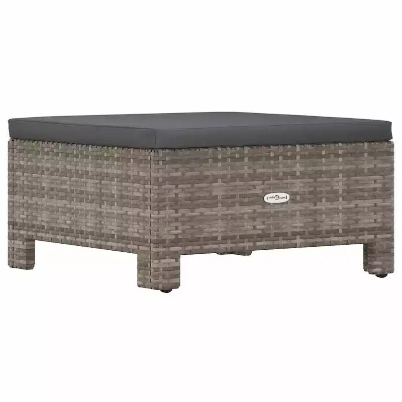vidaXL Footrest Grey Poly rattan, Powder-Coated Steel