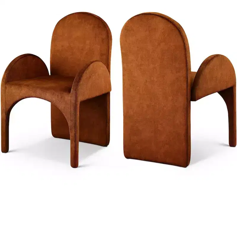 Meridian Furniture,Summer Velvet Dining Arm Chair, Set of 2