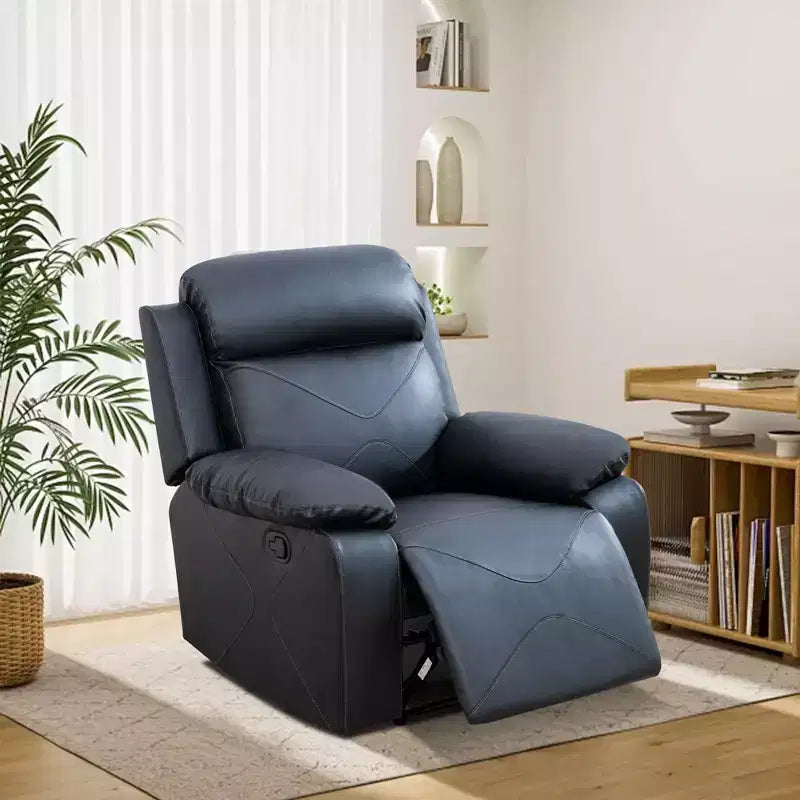 MAYEERTY Recliner Chair, Breathable Leather Reclining Chair with Adjustable Backrest for Living Room, Black