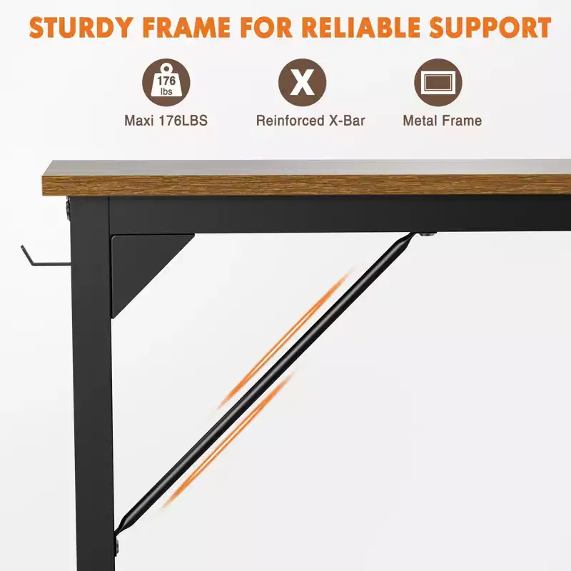47 Inch Game Computer Desk with Storage, Home Office Modern Simple Style PC Table for Youth Student Adult