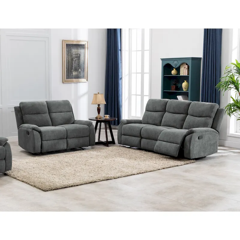 Ronald Transitional Faux Leather Reclining Living Room Sofa Set