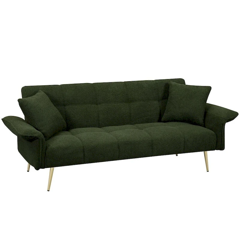 Modern 70-Inch Teddy Fleece Convertible Futon Sofa bed