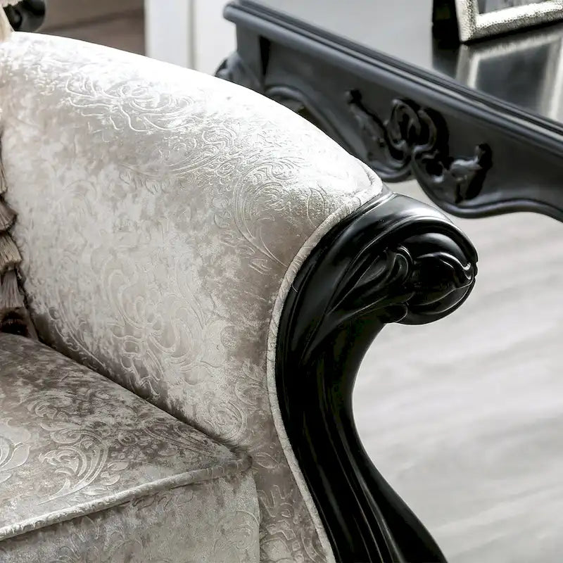 Furniture of America Clarissa Traditional 2-Seater Loveseat with Button Tufted Back and Accent Pillow