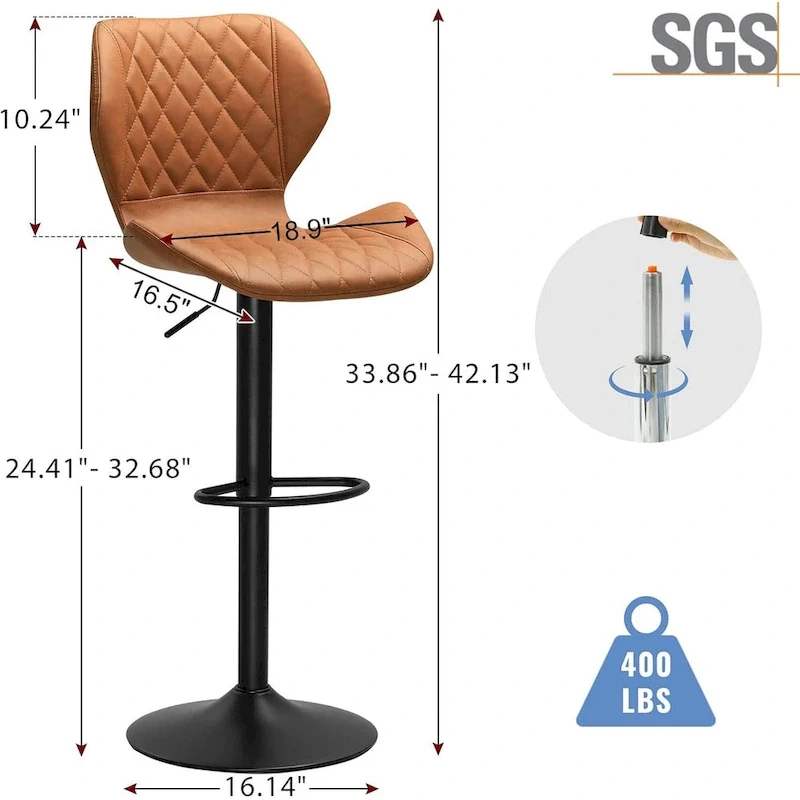 Bar Stools Set of 2 Counter Height Bar Stools Upholstered Swivel