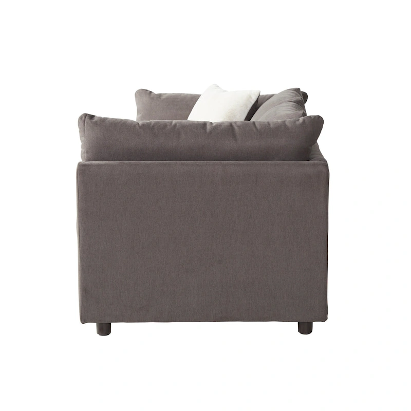 Roundhill Furniture Enda Pillow Back Fabric 3-Piece Sofa and Cuddler Chair Set