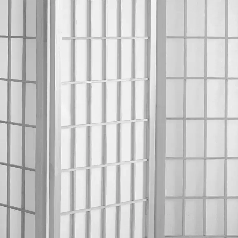 5 ft. Tall Window Pane Shoji Screen - White (5 Panels)