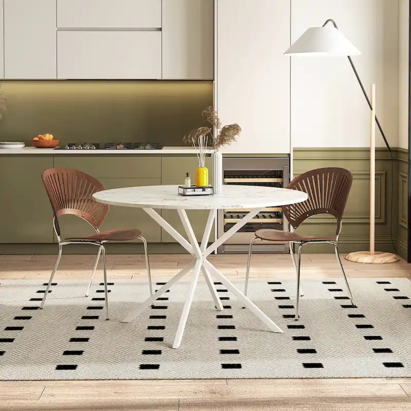 47.24 Modern Cross Leg Round Dining Table