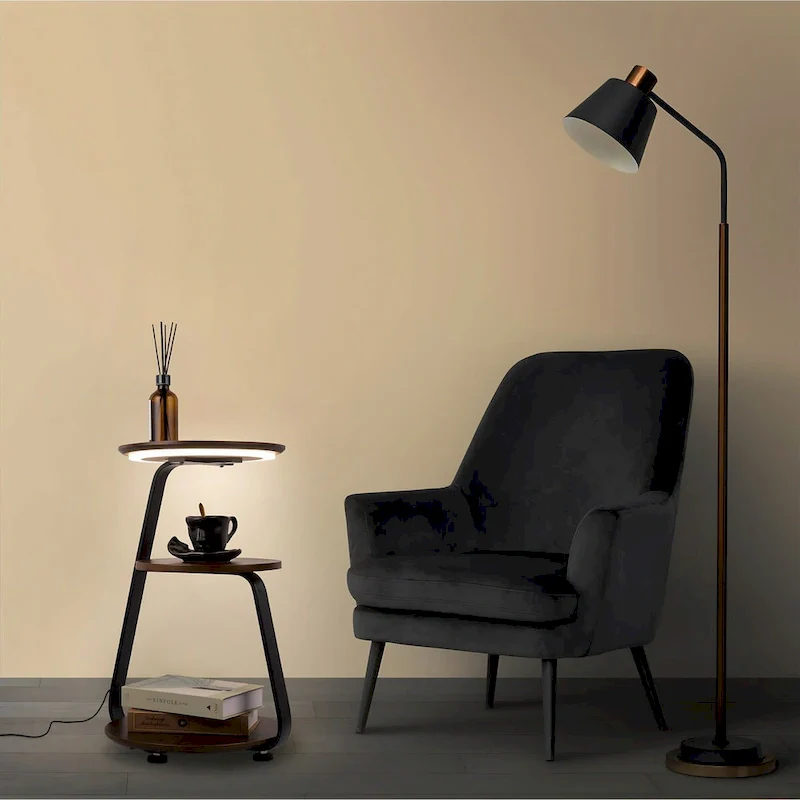 Modern Nightstand with Wireless Charger and LED Lights
