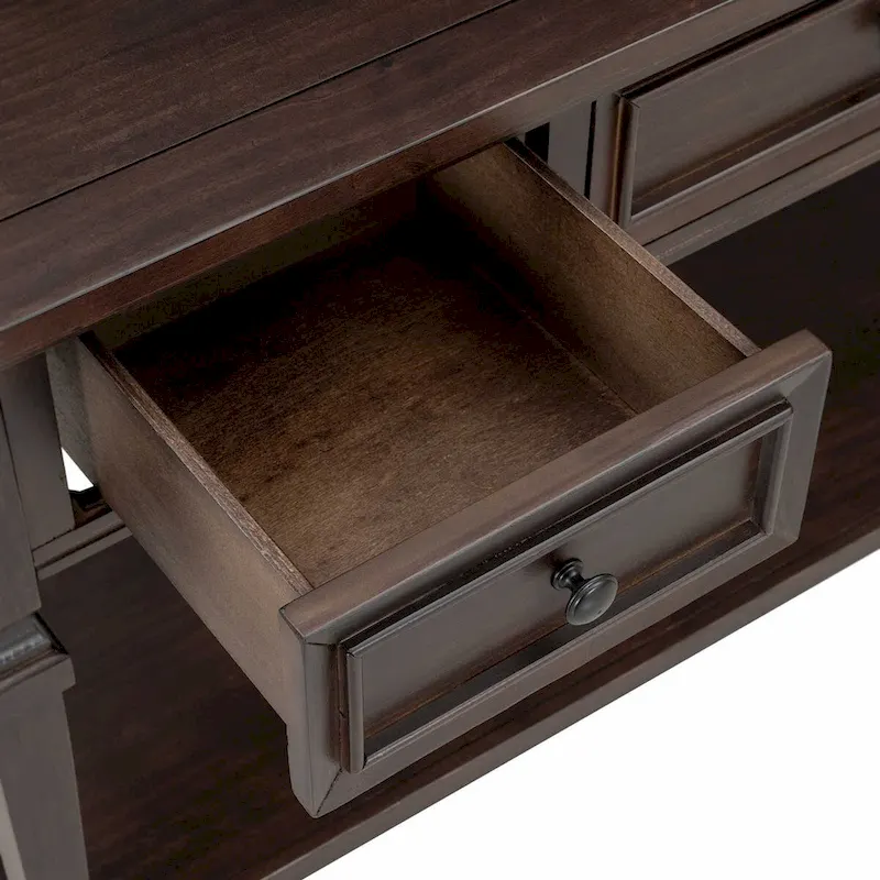 Retro Style Console Table with 3 Drawers and Open Bottom Shelf - Gray Wash