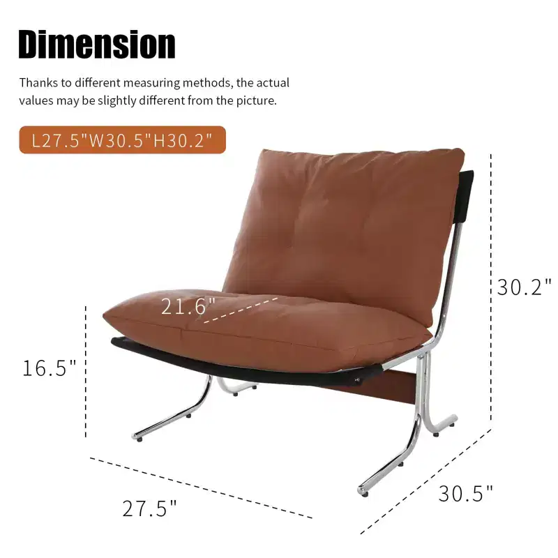 26 Oversized Upholstered Seat,PU Leather Accent Armchair, Modern High Back Wing Leisure Reading Chair,Living Room Chairs
