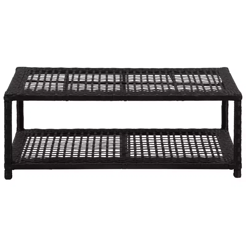 vidaXL Shoe Bench Black Poly Rattan, Metal - Black