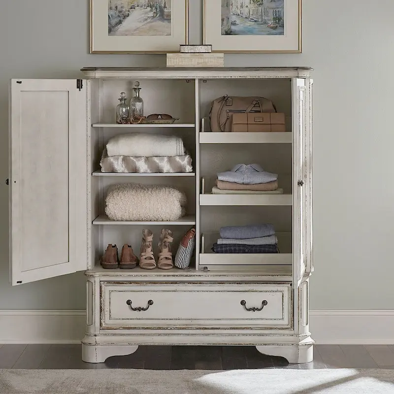 Magnolia Manor Antique White & Weathered Bark Door Chest
